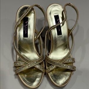 Nina  Gold and Glitter Strappy Heels